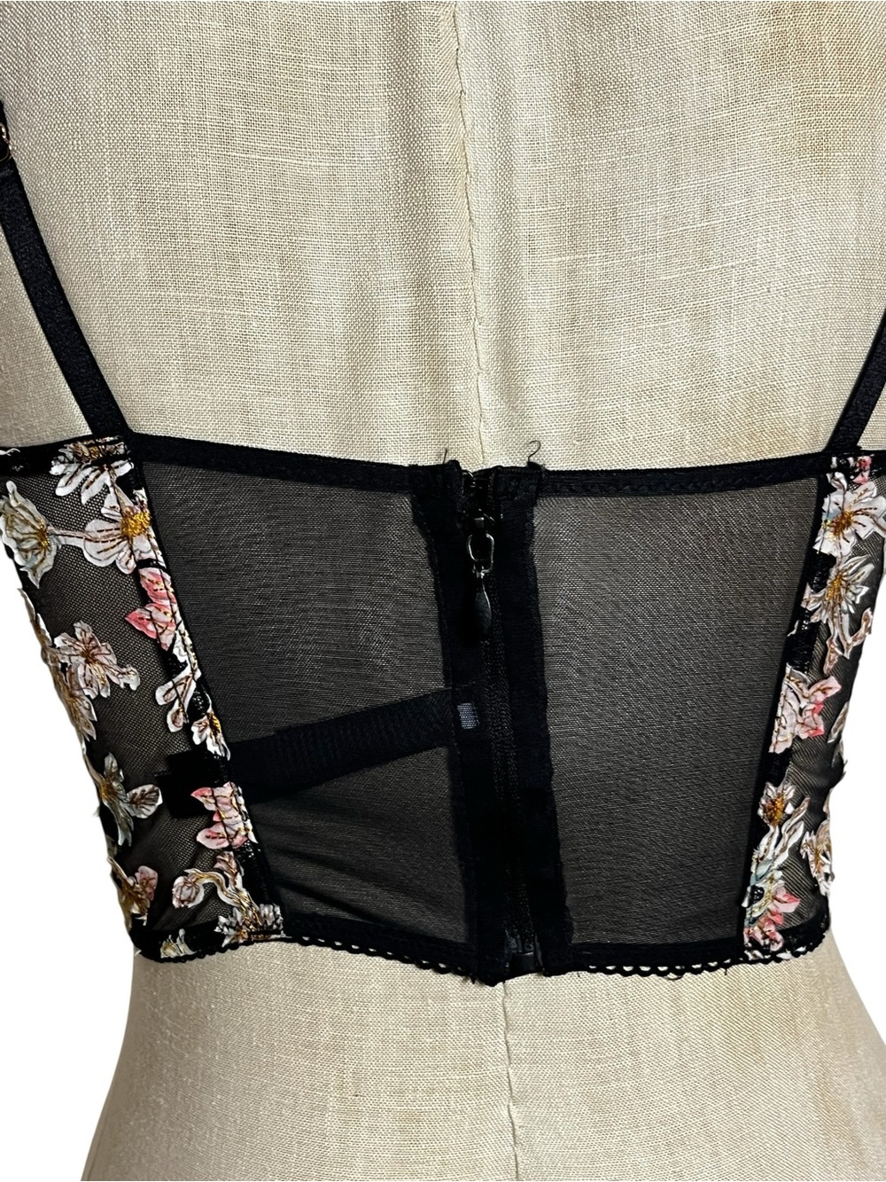 Victoria’s Secret Dream Angels Unlined Corset Top Floral Embroidered Black 34 C - Picture 9 of 10